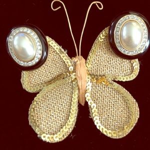 Vintage Clip-on Pearl & Crystal Gem Earrings